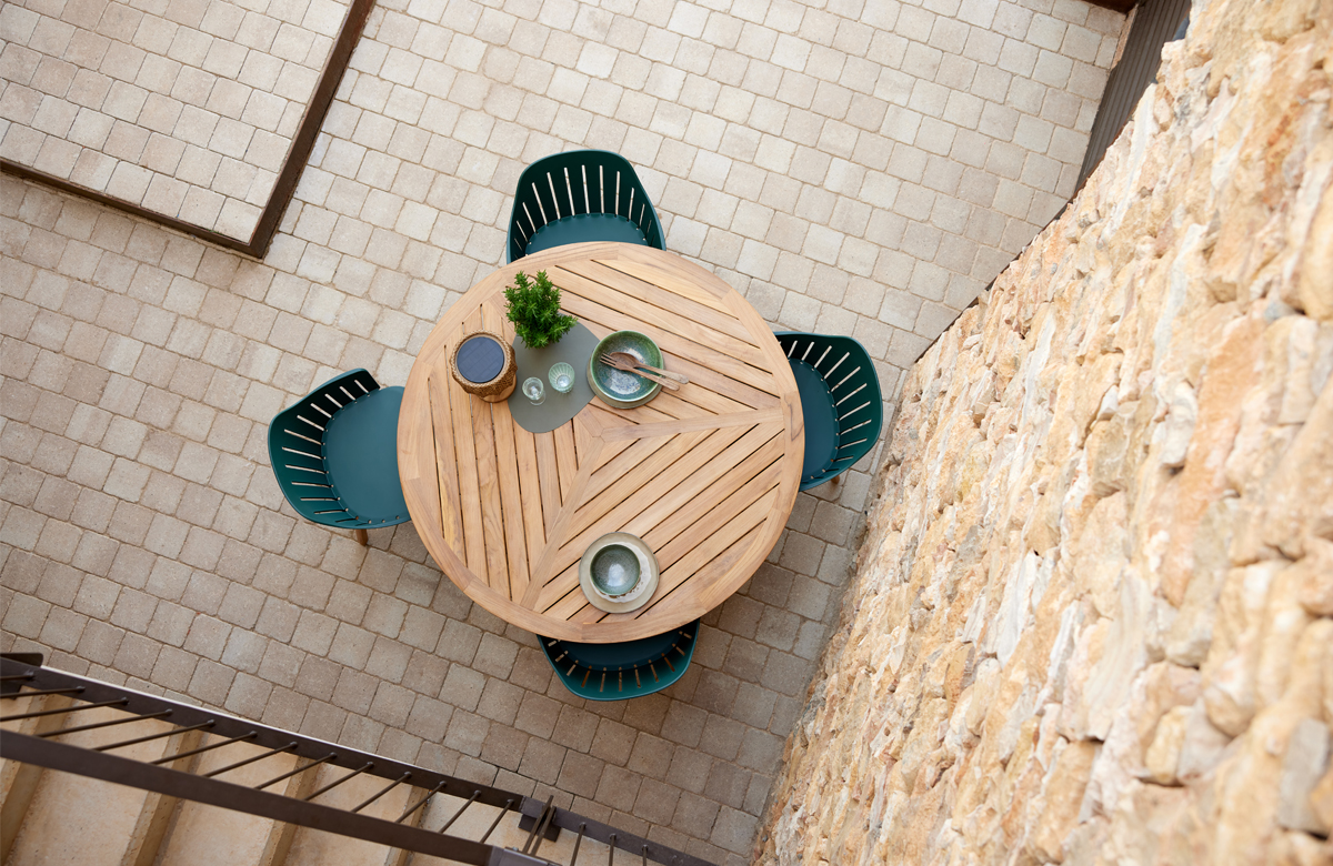 Teak Esstisch von oben