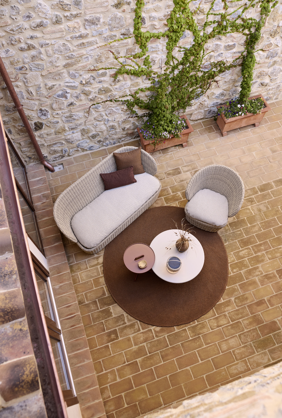 Rattan-Sofa Vogelperspektive